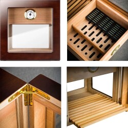 Cigarloong Camlı 1 Çekmeceli Puro Kutusu Ceviz 70's - 4