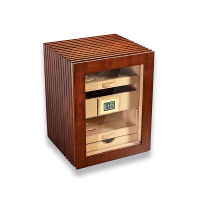 Cigarloong Camlı 3 Çekmeceli Puro Kutusu Ceviz 80's - 1