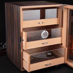 Cigarloong Camlı 3 Çekmeceli Puro Kutusu Humidor Abanoz 100's - 3