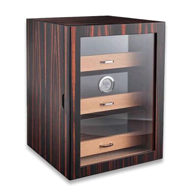 Cigarloong Camlı 3 Çekmeceli Puro Kutusu Humidor Abanoz 100's - 1