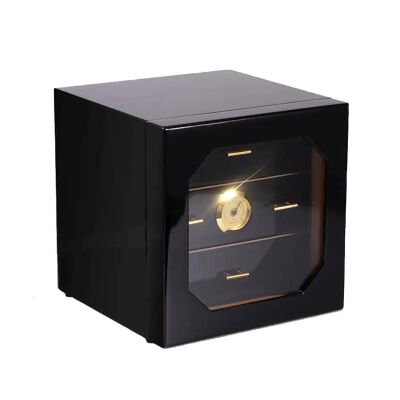 Cigarloong Camlı 3 Çekmeceli Puro Kutusu Humidor Siyah 60's - 1