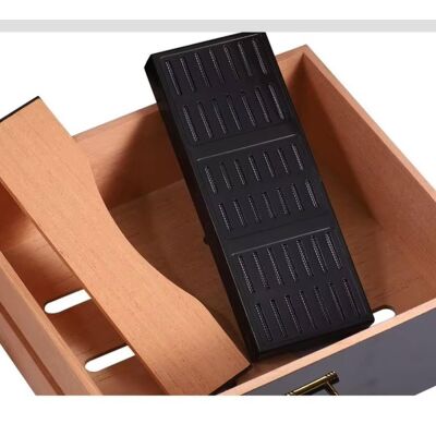 Cigarloong Camlı 3 Çekmeceli Puro Kutusu Humidor Siyah 60's - 4