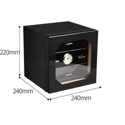 Cigarloong Camlı 3 Çekmeceli Puro Kutusu Humidor Siyah 60's - 5