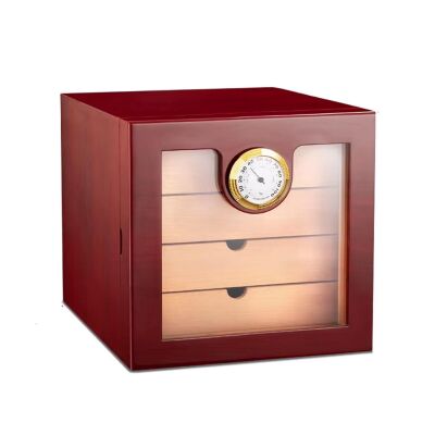 Cigarloong Camlı 4 Çekmeceli Puro Kutusu Humidor Maun 60's - 1