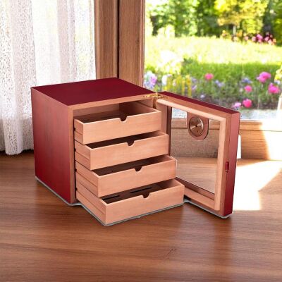 Cigarloong Camlı 4 Çekmeceli Puro Kutusu Humidor Maun 60's - 2