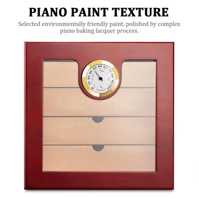 Cigarloong Camlı 4 Çekmeceli Puro Kutusu Humidor Maun 60's - 3