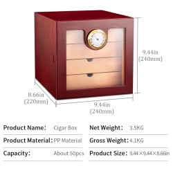 Cigarloong Camlı 4 Çekmeceli Puro Kutusu Humidor Maun 60's - 4