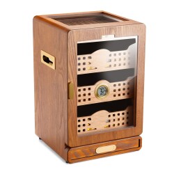 Cigarloong Camlı 4 Çekm.Puro Kutusu Humidor Ceviz 150's - CigarLoong