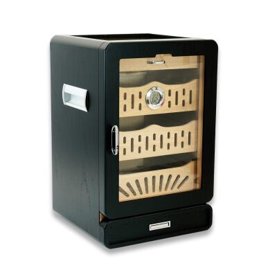 Cigarloong Camlı 4 Çekm.Puro Kutusu Humidor Siyah 150's - 1