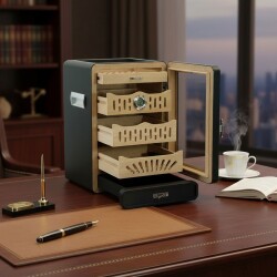 Cigarloong Camlı 4 Çekm.Puro Kutusu Humidor Siyah 150's - 5