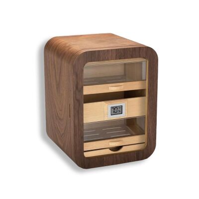 Cigarloong Camlı 5 Çekmeceli Puro Kutusu Humidor Ceviz 80's - 1