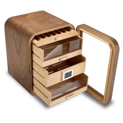 Cigarloong Camlı 5 Çekmeceli Puro Kutusu Humidor Ceviz 80's - 2