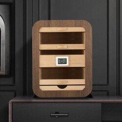 Cigarloong Camlı 5 Çekmeceli Puro Kutusu Humidor Ceviz 80's - 3