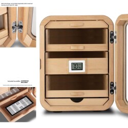 Cigarloong Camlı 5 Çekmeceli Puro Kutusu Humidor Ceviz 80's - 4