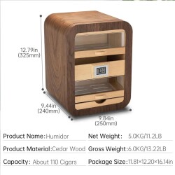 Cigarloong Camlı 5 Çekmeceli Puro Kutusu Humidor Ceviz 80's - 5