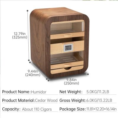 Cigarloong Camlı 5 Çekmeceli Puro Kutusu Humidor Ceviz 80's - 5