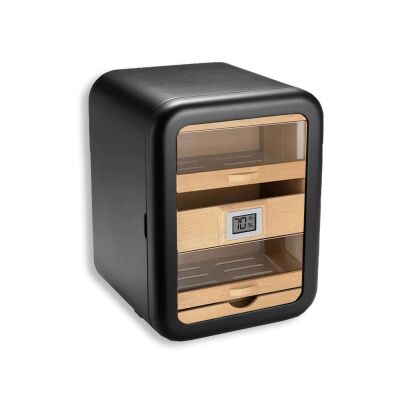 Cigarloong Camlı 5 Çekmeceli Puro Kutusu Humidor Siyah 80's - 1