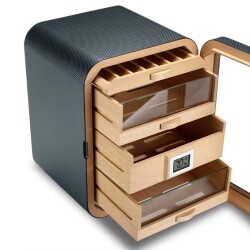 Cigarloong Camlı 5 Çekmeceli Puro Kutusu Humidor Siyah 80's - 4