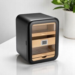 Cigarloong Camlı 5 Çekmeceli Puro Kutusu Humidor Siyah 80's - CigarLoong (1)