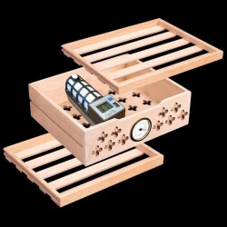 Cigarloong Camlı Işıklı Çekmeceli Puro Kutusu Humidor Ceviz 80's CigarSpa Elektronik Nemlendirme - 3