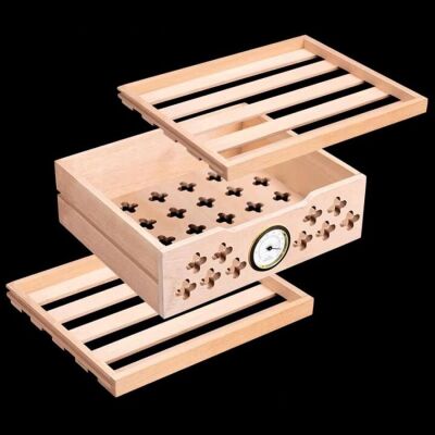 Cigarloong Camlı Işıklı Çekmeceli Puro Kutusu Humidor Ceviz 80's - 4