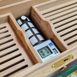 Cigarloong Camlı Işıklı Çekmeceli Puro Kutusu Humidor Siyah 80's CigarSpa Elektronik Nemlendirme - 5