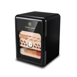 Cigarloong Camlı Işıklı Çekmeceli Puro Kutusu Humidor Siyah 80's - CigarLoong