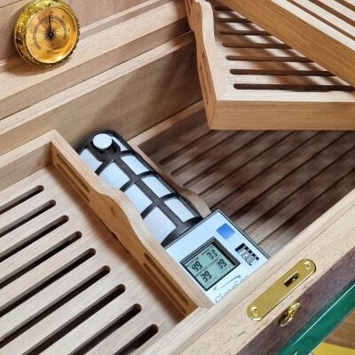 Cigarloong Camlı Işıklı Puro Kutusu Humidor Ceviz 200's CigarSpa Elektronik Nemlendirme - 4