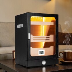 Cigarloong Camlı Işıklı Puro Kutusu Humidor Siyah 200's - 6