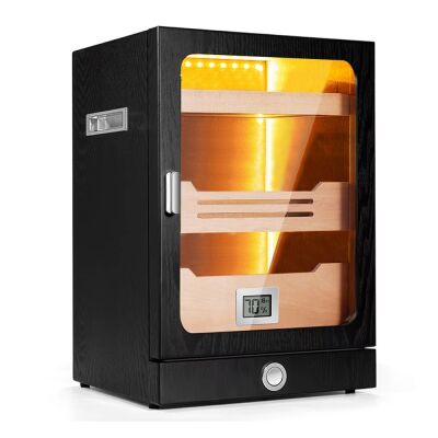 Cigarloong Camlı Işıklı Puro Kutusu Humidor Siyah 200's - 1