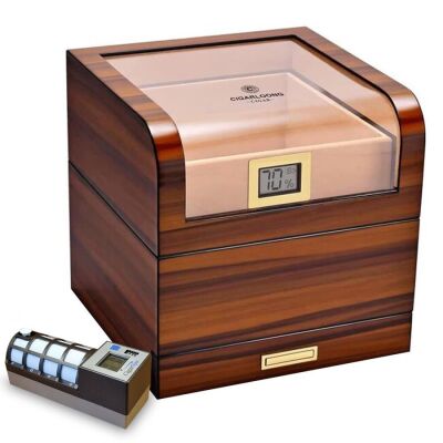 Cigarloong Camlı Katlı Humidor Puro Kutusu Tiger Desen 100s CigarSpa Elektronik Nemlendirme - 1