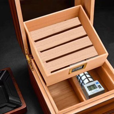 Cigarloong Camlı Katlı Humidor Puro Kutusu Tiger Desen 100s CigarSpa Elektronik Nemlendirme - 7