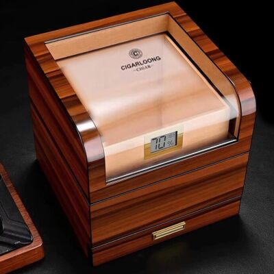 Cigarloong Camlı Katlı Humidor Puro Kutusu Tiger Desen 100s - 4