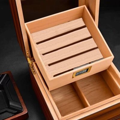 Cigarloong Camlı Katlı Humidor Puro Kutusu Tiger Desen 100s - 5