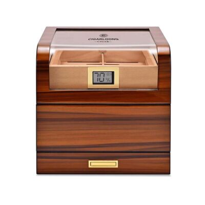 Cigarloong Camlı Katlı Humidor Puro Kutusu Tiger Desen 100s - 3