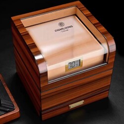 Cigarloong Camlı Katlı Humidor Puro Kutusu Tiger Desen 100s - 4