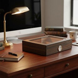 Cigarloong Camlı Puro Kutusu Humidor Ceviz 25's - 4