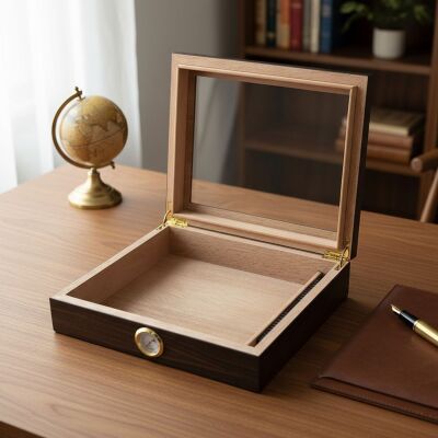 Cigarloong Camlı Puro Kutusu Humidor Ceviz 25's - 5