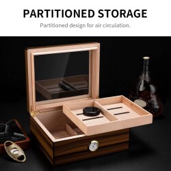Cigarloong Camlı Puro Kutusu Humidor Ceviz 50's - 2