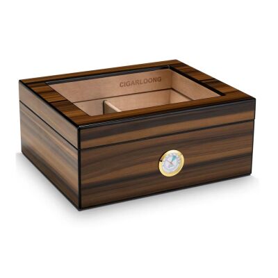 Cigarloong Camlı Puro Kutusu Humidor Ceviz 50's - 1