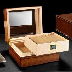 Cigarloong Camlı Puro Kutusu Humidor Ceviz 60's - 3