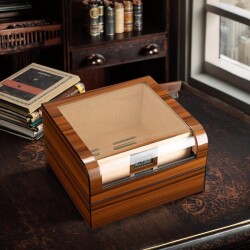 Cigarloong Camlı Puro Kutusu Humidor Ceviz 60's - 2