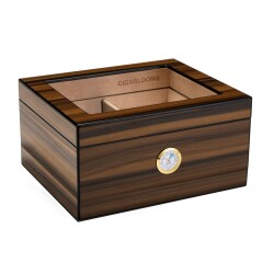 Cigarloong Camlı Puro Kutusu Humidor Ceviz 70's - 1