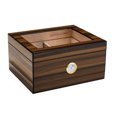 Cigarloong Camlı Puro Kutusu Humidor Ceviz 70's - 1