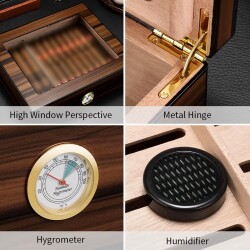 Cigarloong Camlı Puro Kutusu Humidor Ceviz 70's - 4