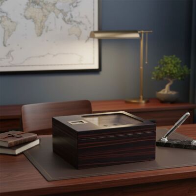 Cigarloong Camlı Puro Kutusu Humidor Ebony 40's - 5