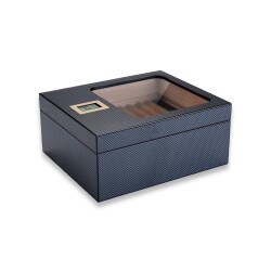 Cigarloong Camlı Puro Kutusu Humidor Karbon Desen 40's - 1