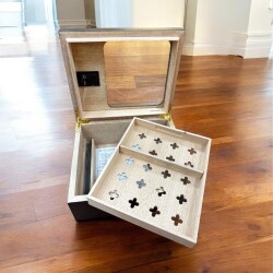 Cigarloong Camlı Puro Kutusu Humidor Karbon Desen 40's - 3