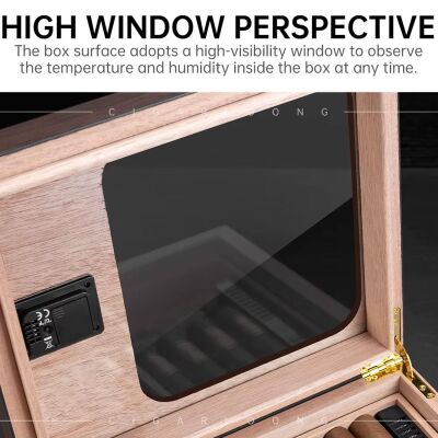 Cigarloong Camlı Puro Kutusu Humidor Karbon Desen 40's - 5
