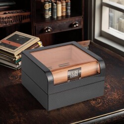 Cigarloong Camlı Puro Kutusu Humidor Karbon Desen 60's - CigarLoong (1)